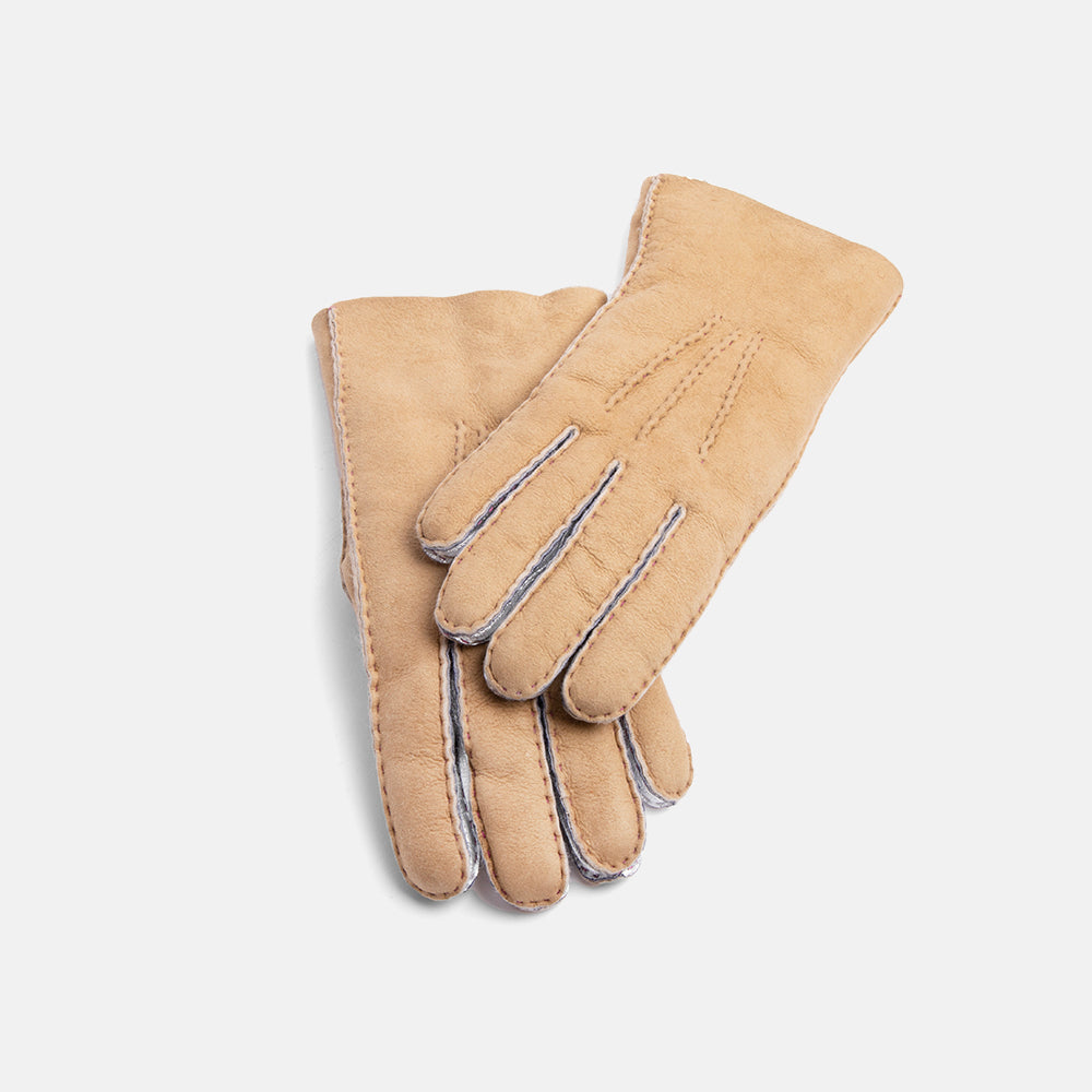 natural and silver 100% sheepskin shearling gloves
