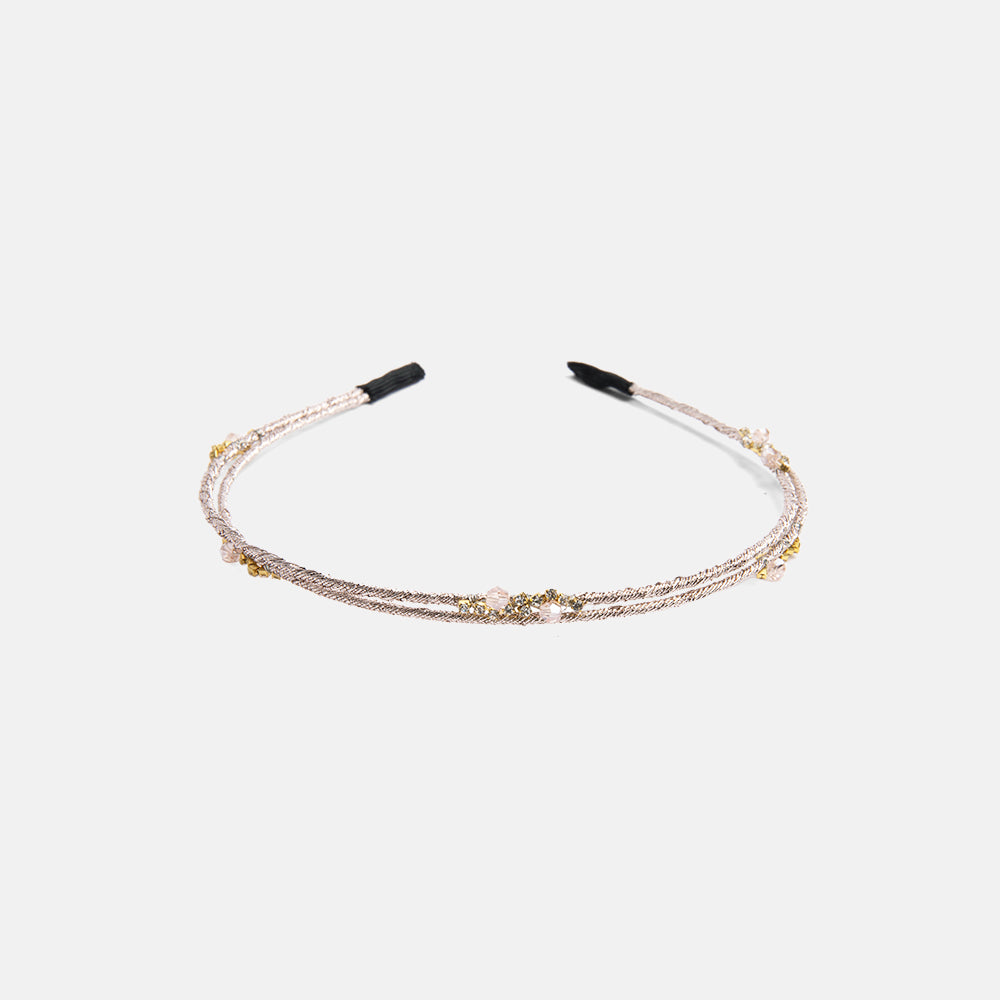 pale pink thin headband with crystals