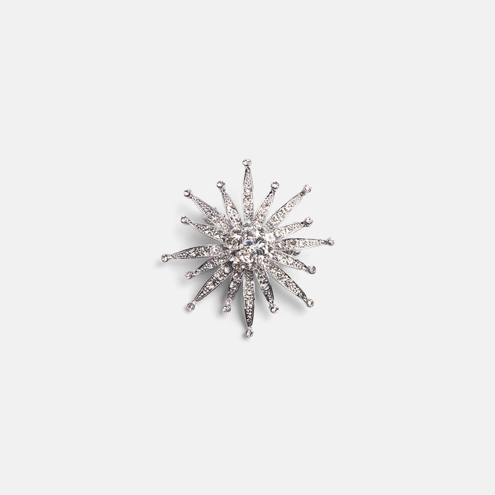 silver crystals firework brooch