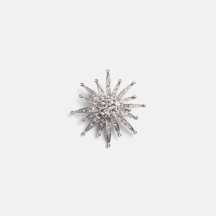 silver crystals firework brooch