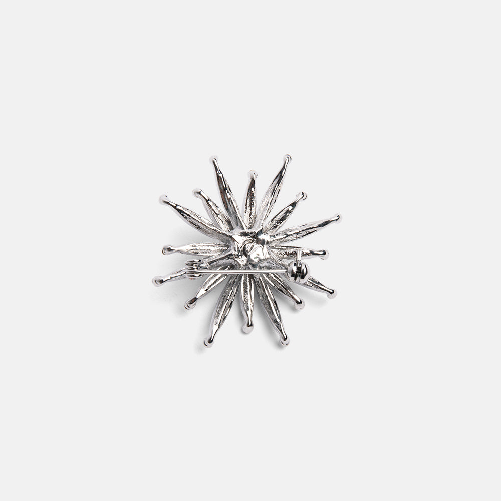 silver crystals firework brooch