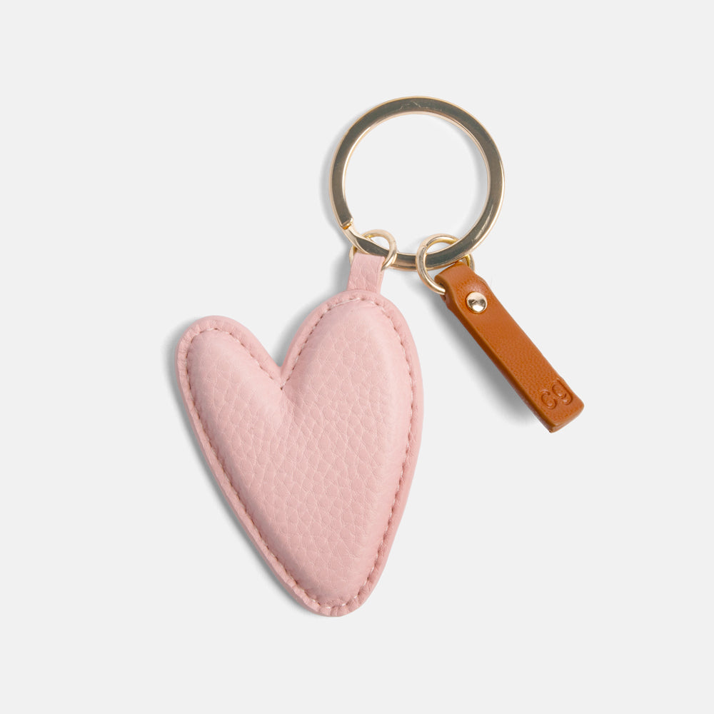 pale pink padded heart keyring