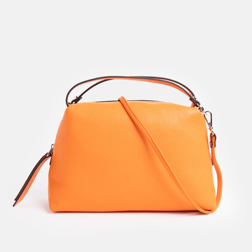 orange leather large alifa handbag, made in Italy by Gianni Chiarini
