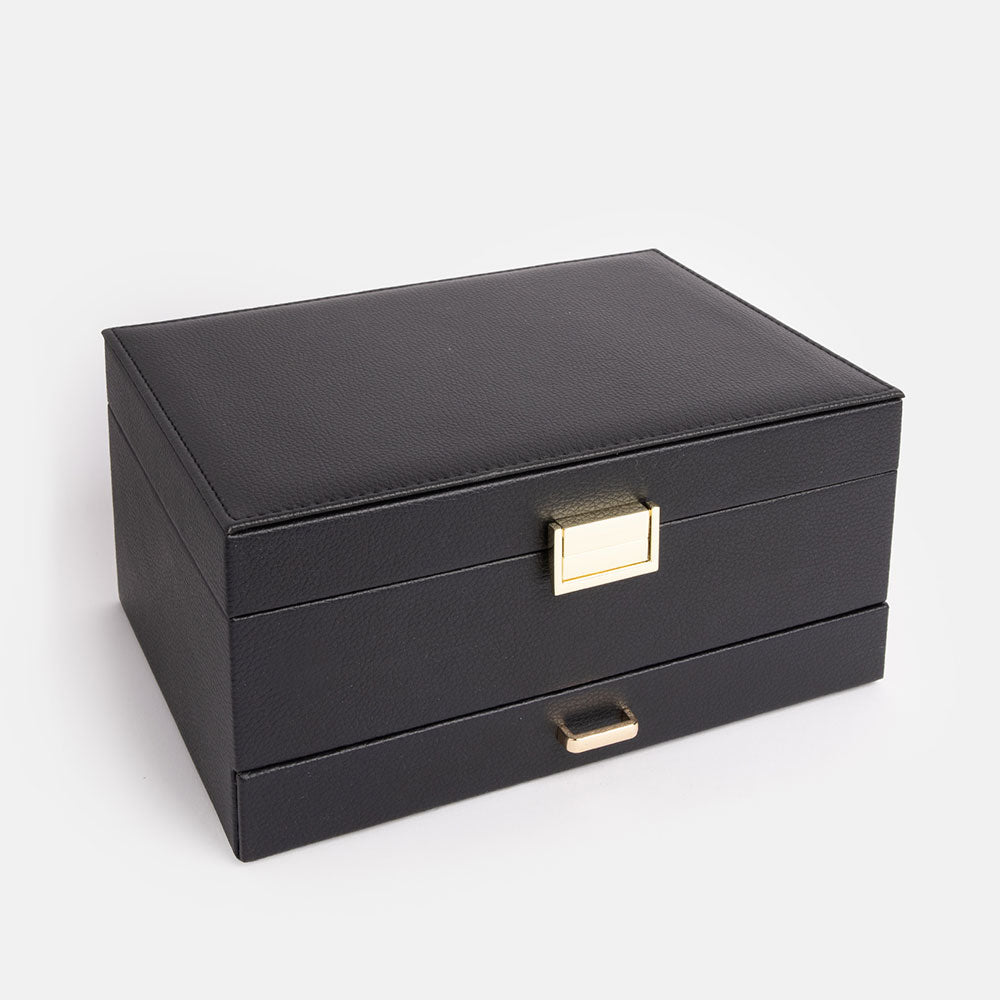 LEATHER JEWELLERY BOX MINI BLACK LEATHER JEWELLERY BOX MINI BLACK