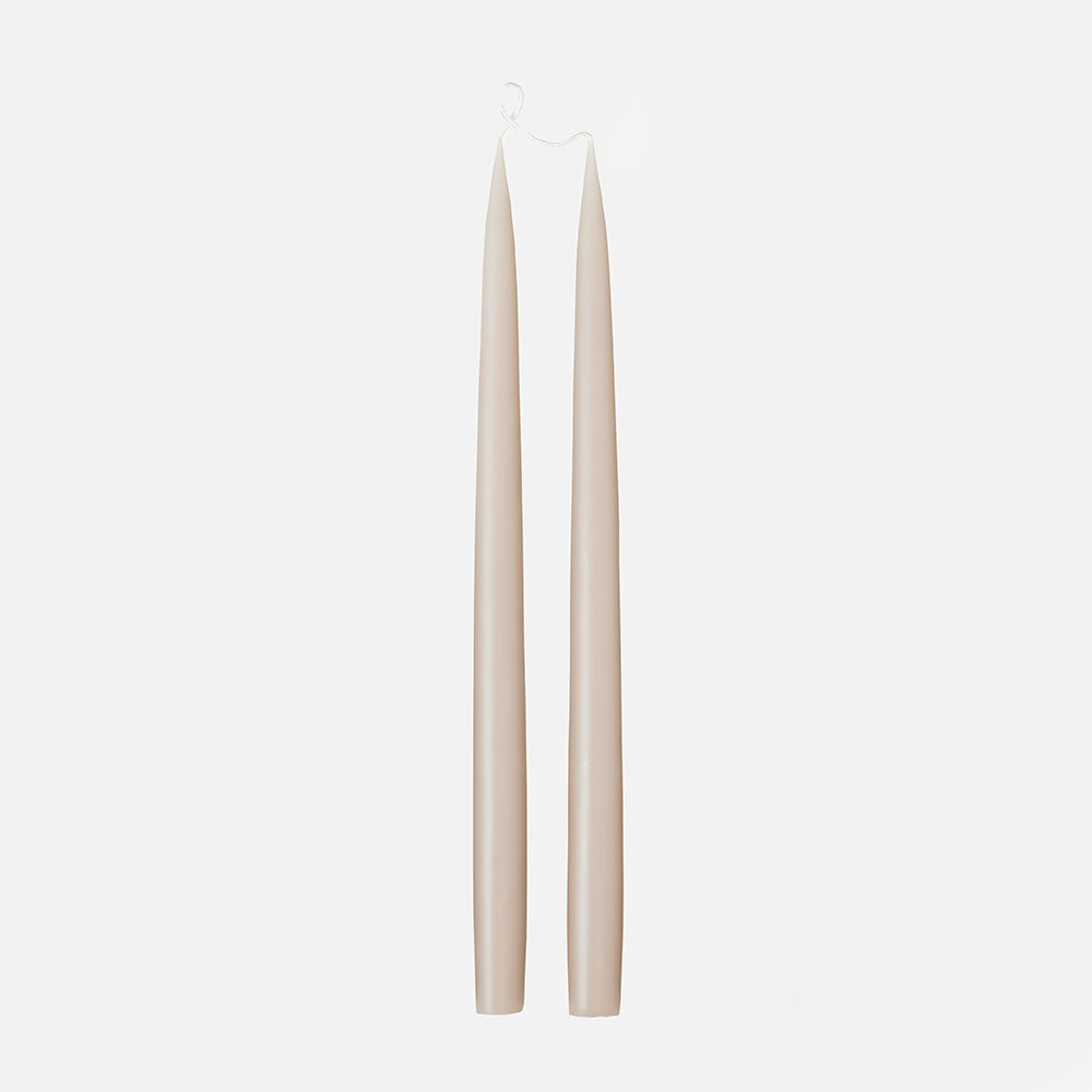 set of 2 35cm cream colour tapered dinner candles, made by Candle Flair