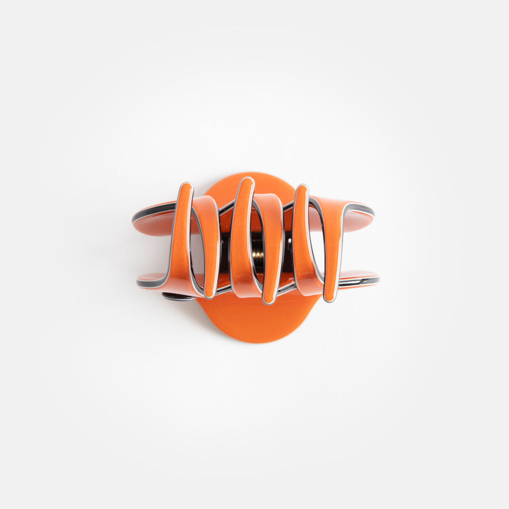 burnt orange with black trim mini hair claw with cutaway teeth