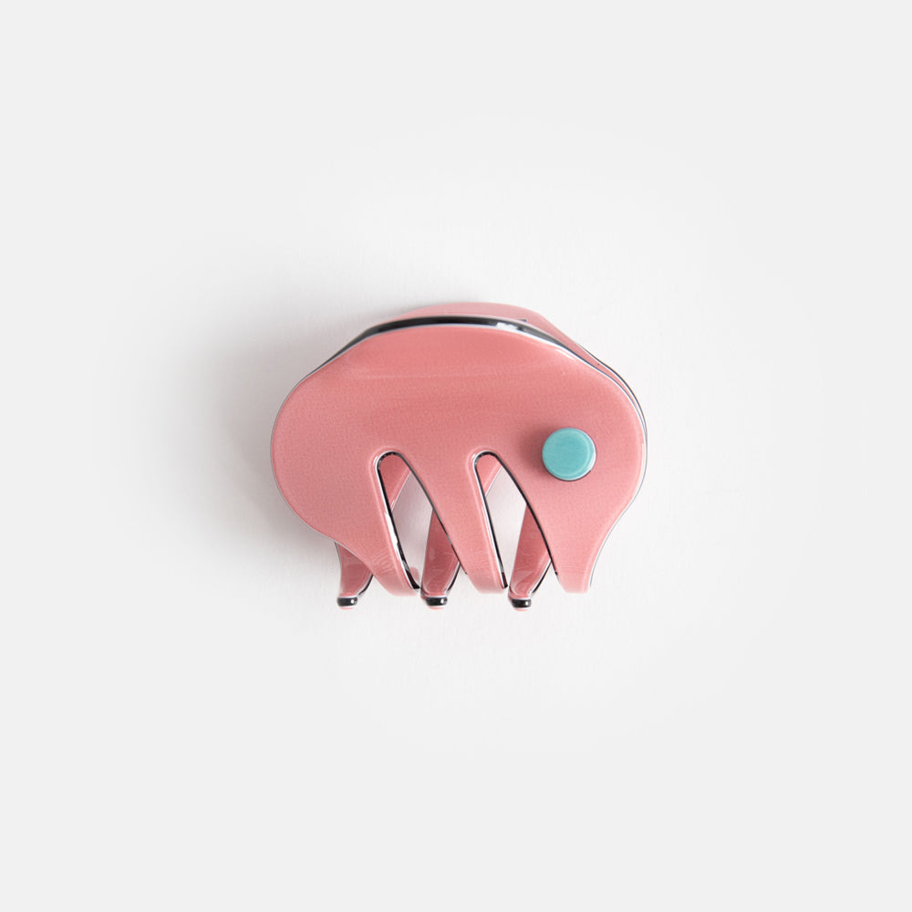 pink with black trim mini hair claw with cutaway teeth