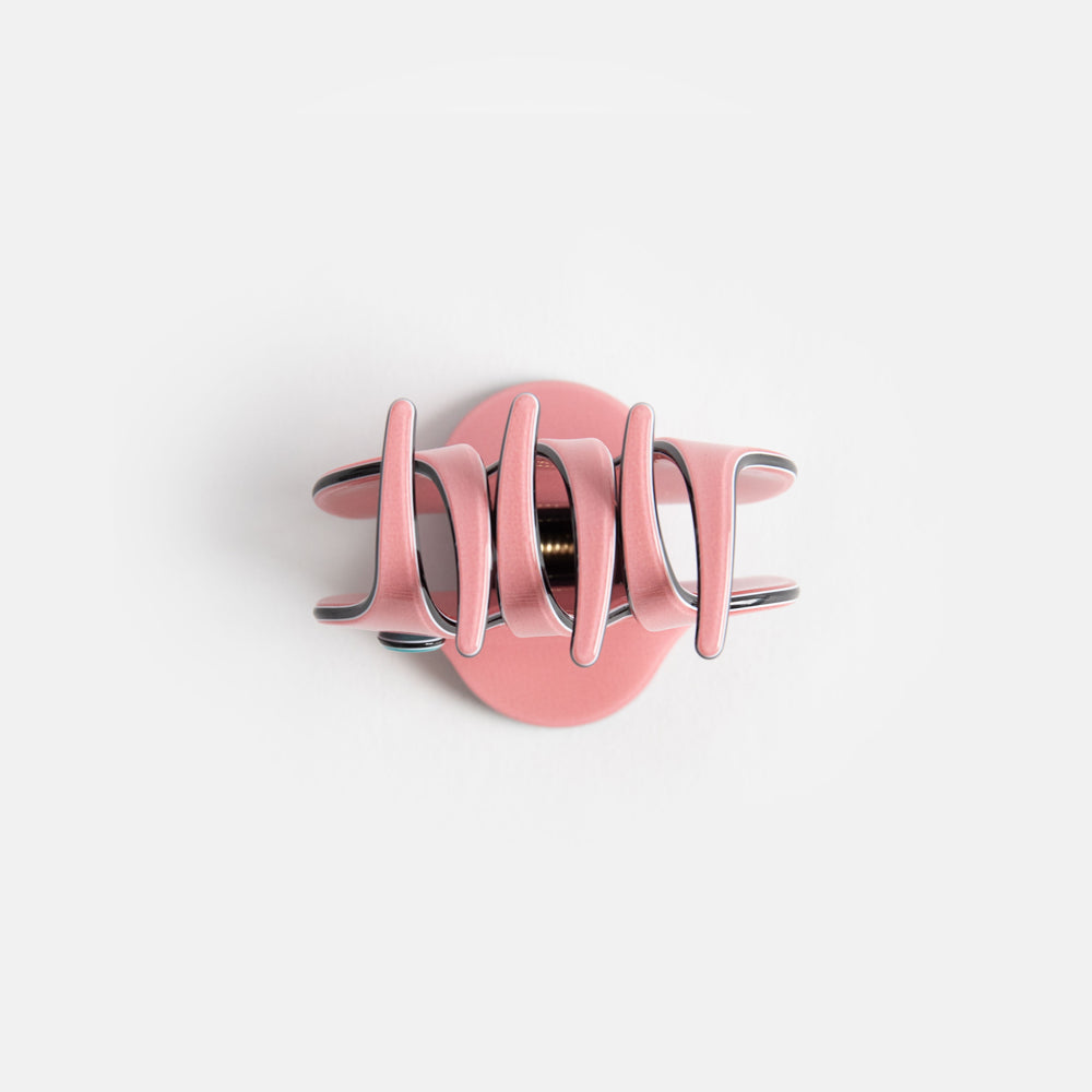 pink with black trim mini hair claw with cutaway teeth