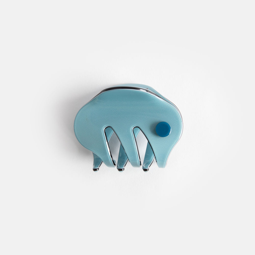 turquoise blue with black trim mini hair claw with cutaway teeth