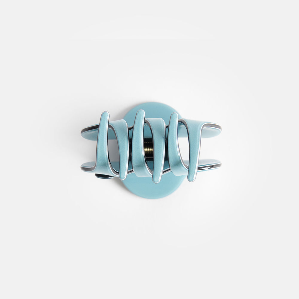 turquoise blue with black trim mini hair claw with cutaway teeth