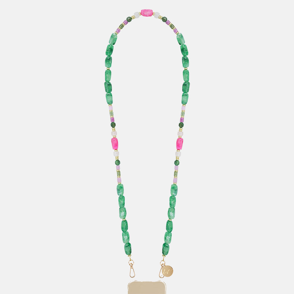 Divya Green/Pink Beaded Phone Strap