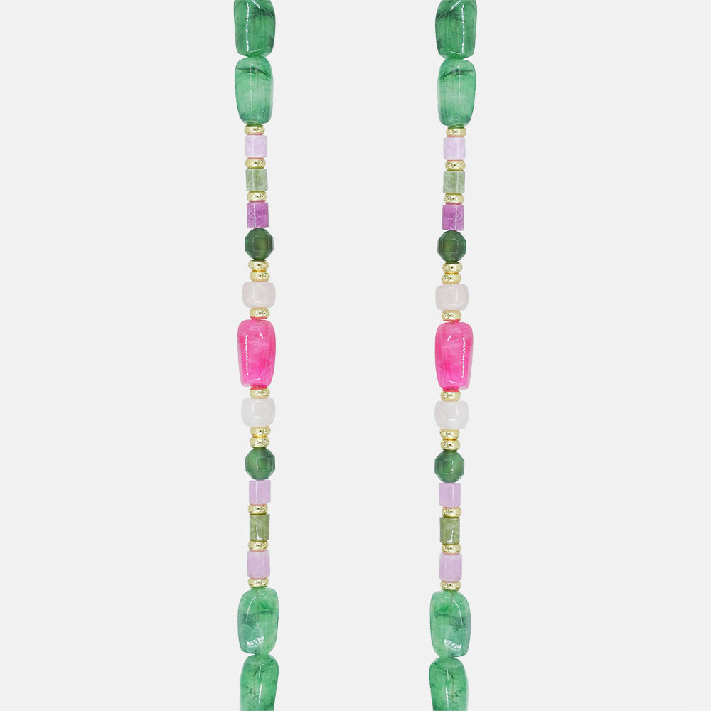 Divya Green/Pink Beaded Phone Strap