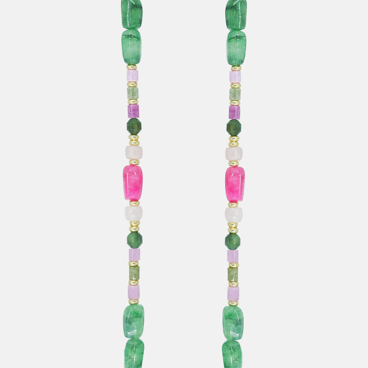 Divya Green/Pink Beaded Phone Strap