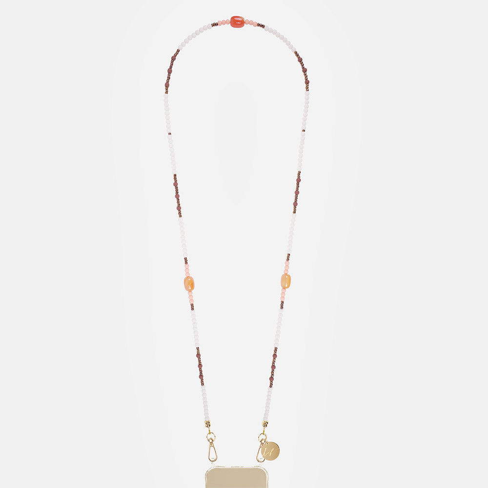 Neya White/Bronze Beaded Phone Strap