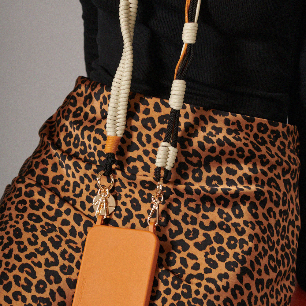 Roxanne green, brown & cream Woven cord Phone Strap