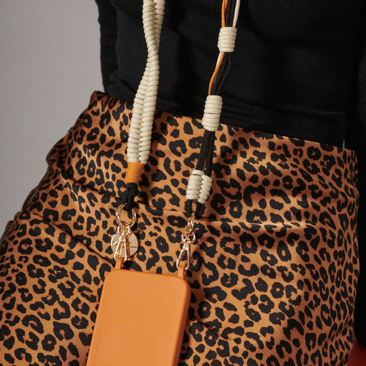 Roxanne green, brown & cream Woven cord Phone Strap