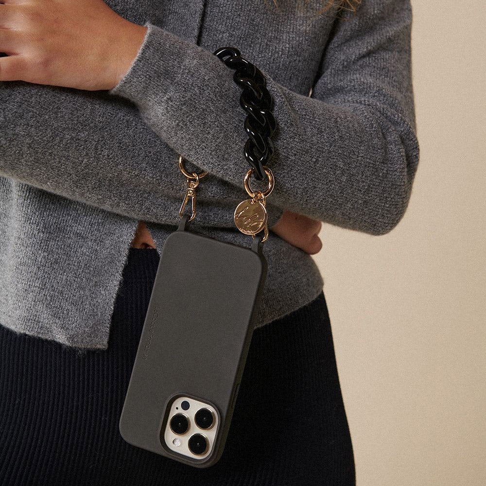Gianna Black Short Phone Wrist Chain