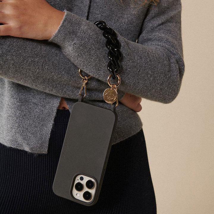Gianna Black Short Phone Wrist Chain