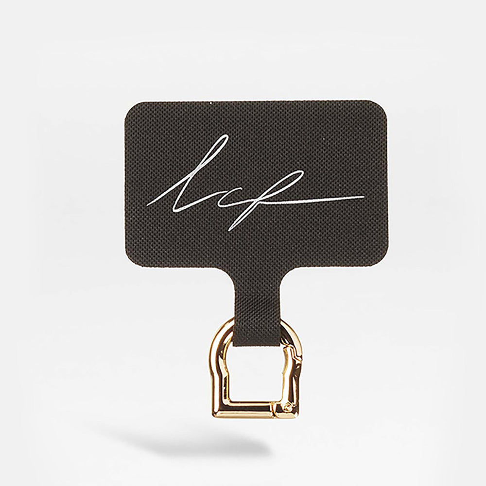 phone chain adaptor with black phone case insert and gold d ring