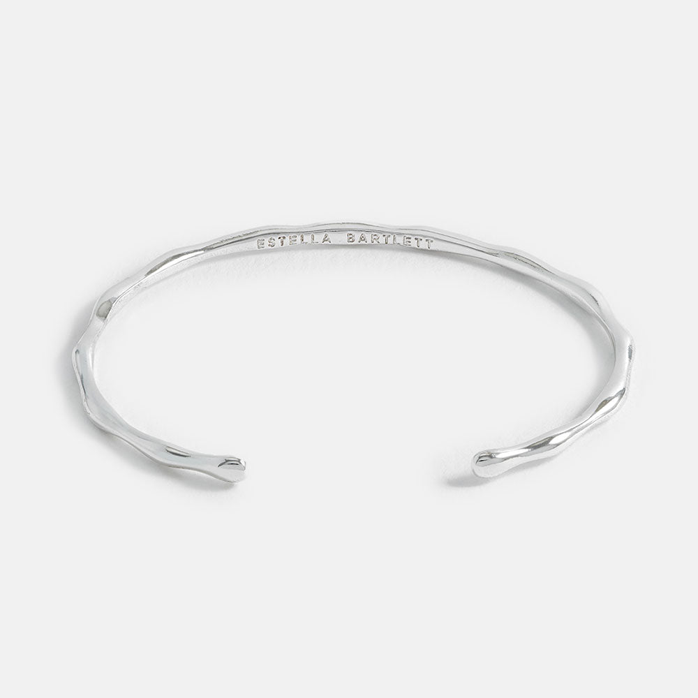 silver open bangle, made by estella bartlett