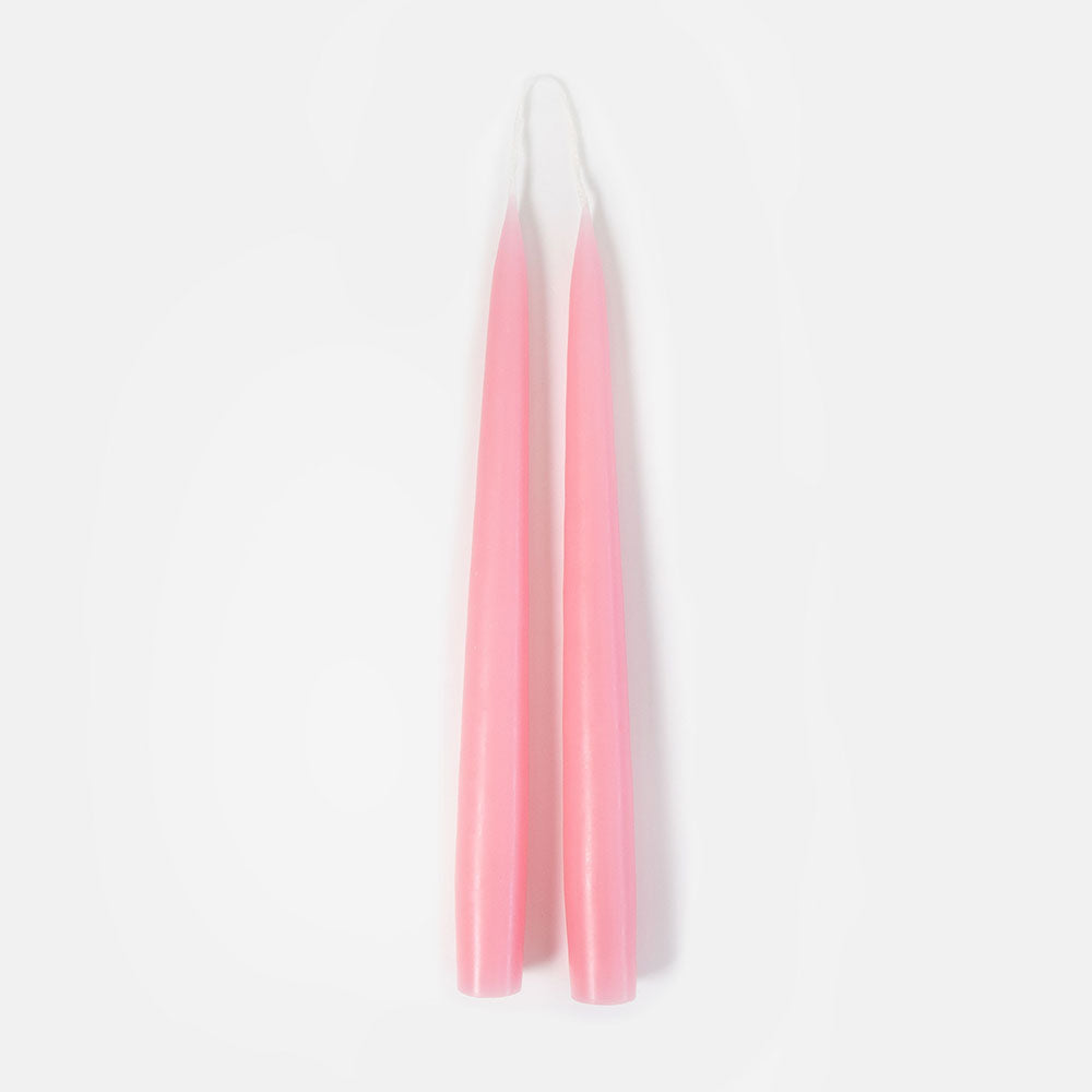 Candy Pink Taper Dinner Candles Set of 2