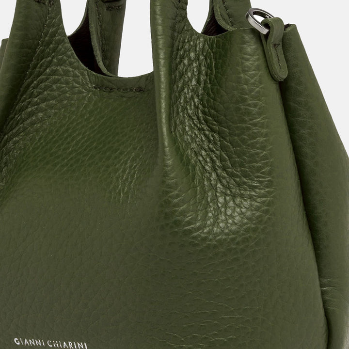 dark green pebbled leather handbag