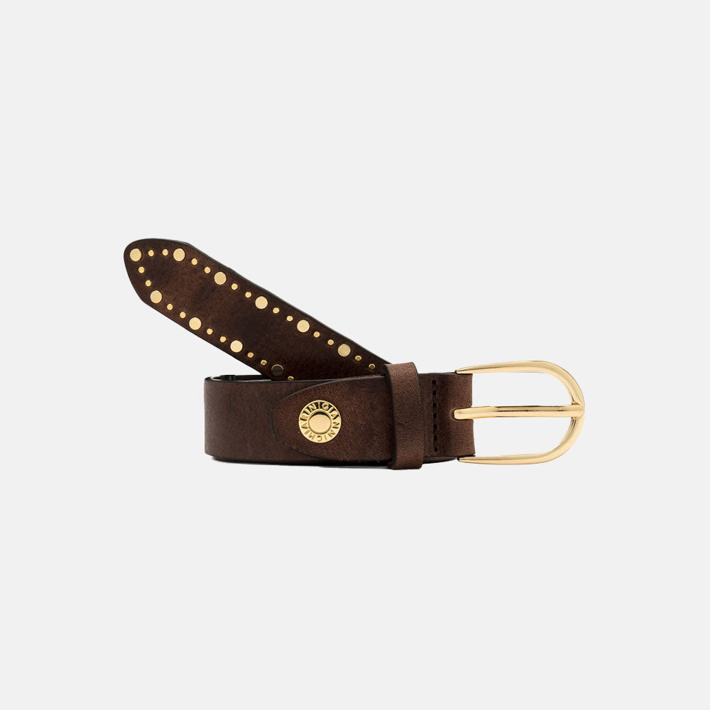 Brown Studded Leather Belt – Caroline Gardner