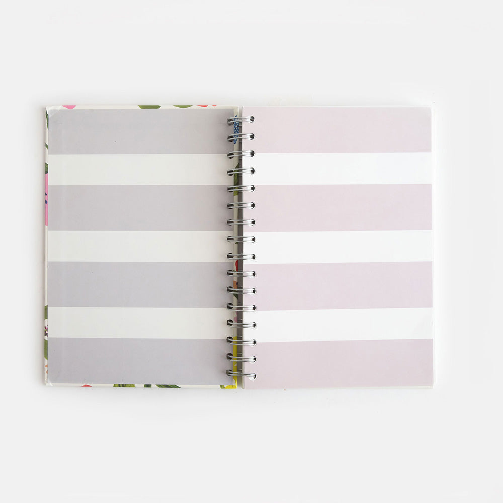 2026 wire bound hardcover diary with light grey stripe internal cover