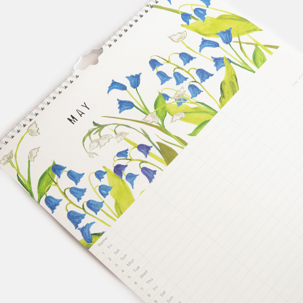 a3 2026 family planning wall calendar with month to view page featuring bluebells design at the top