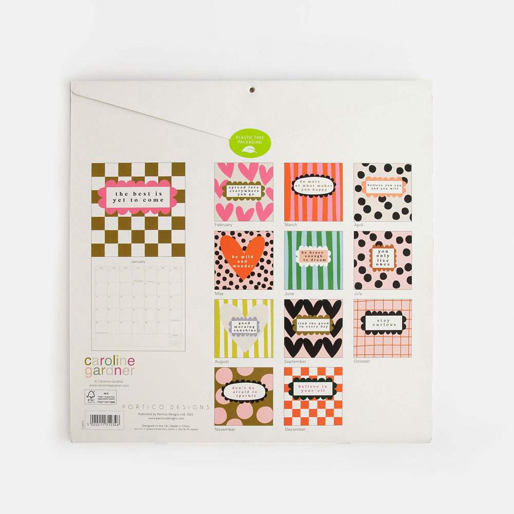 2026 wall calendar with back cover showing each months design