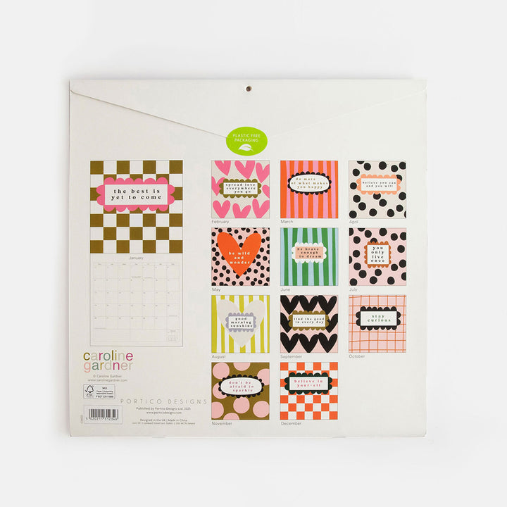 2026 wall calendar with back cover showing each months design