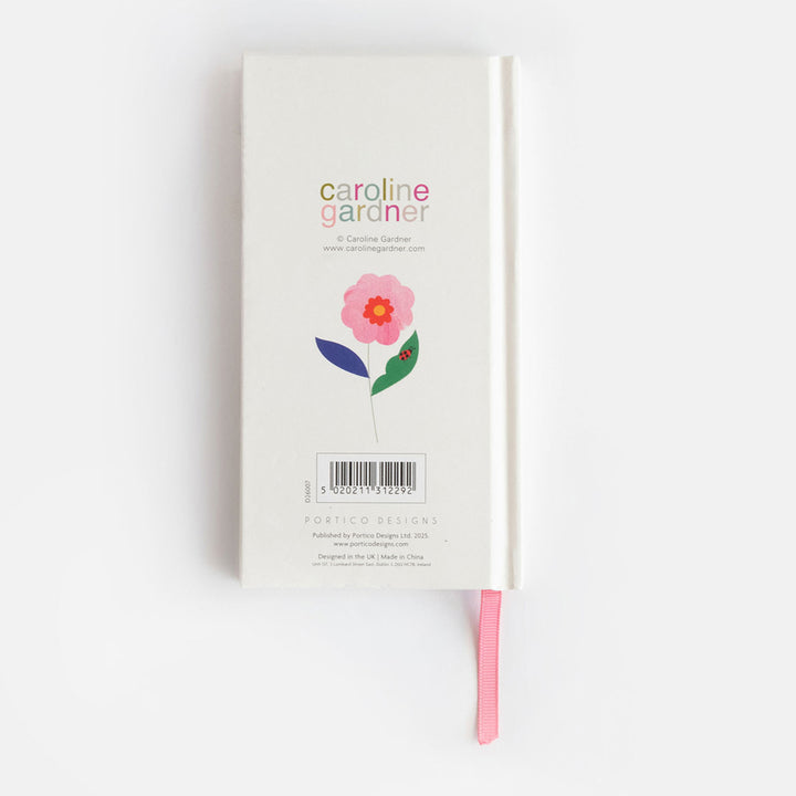 2026 slim hardcover diary with flower design back cover and caroline gardner logo