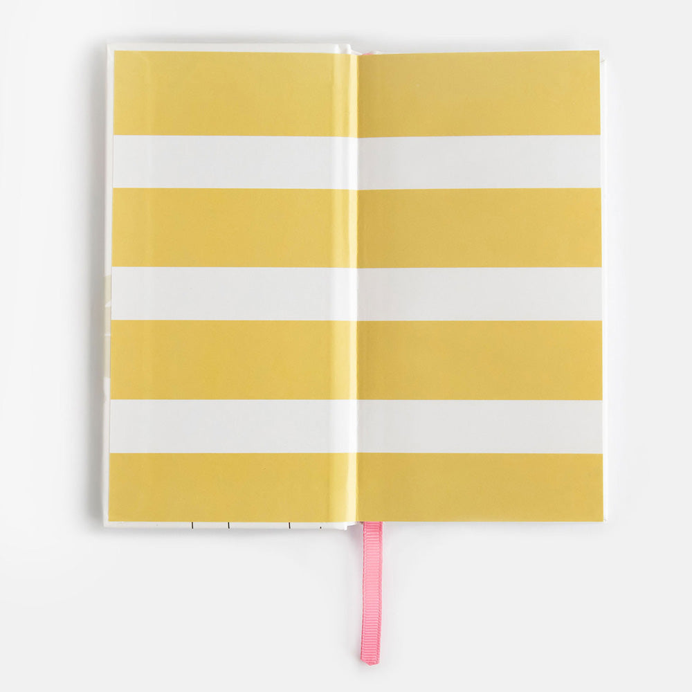 2026 slim hardcover diary with yellow wide stripe inside cover design
