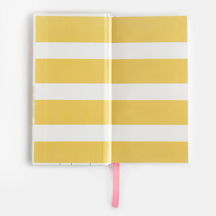 2026 slim hardcover diary with yellow wide stripe inside cover design