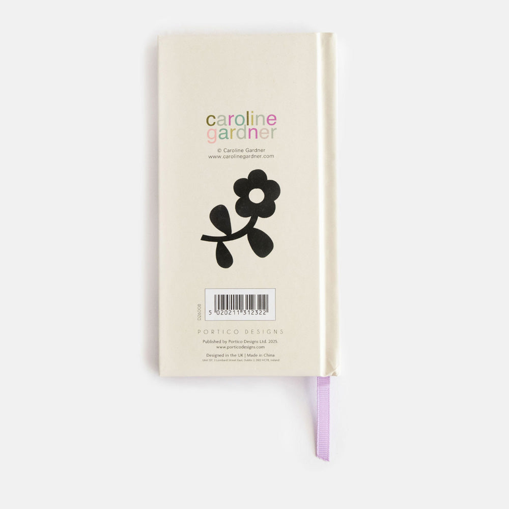 slim hardcover 2026 diary with monochrome flower back cover