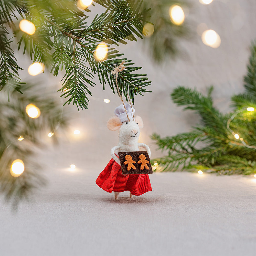 felt baker mouse hanging christmas tree decoration