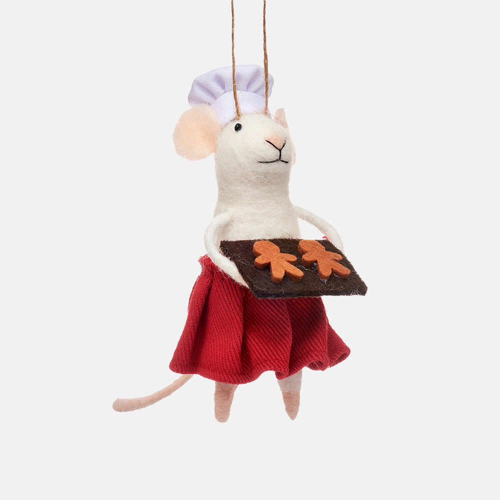 felt baker mouse hanging christmas tree decoration