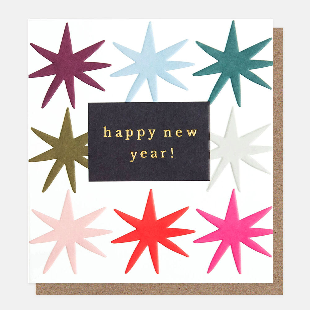 colourful stars happy new year card