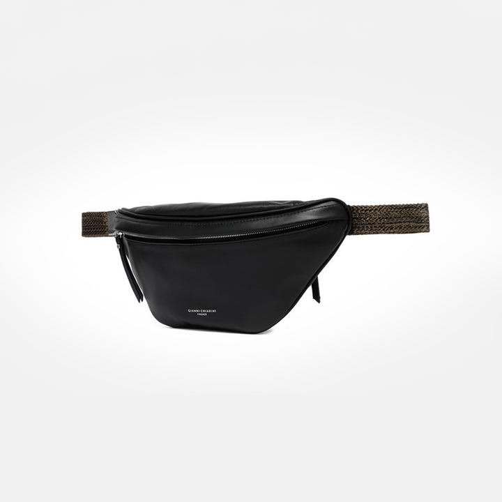 black leather Sibilla crossbody belt bum bag, made in Italy by Gianni Chiarini