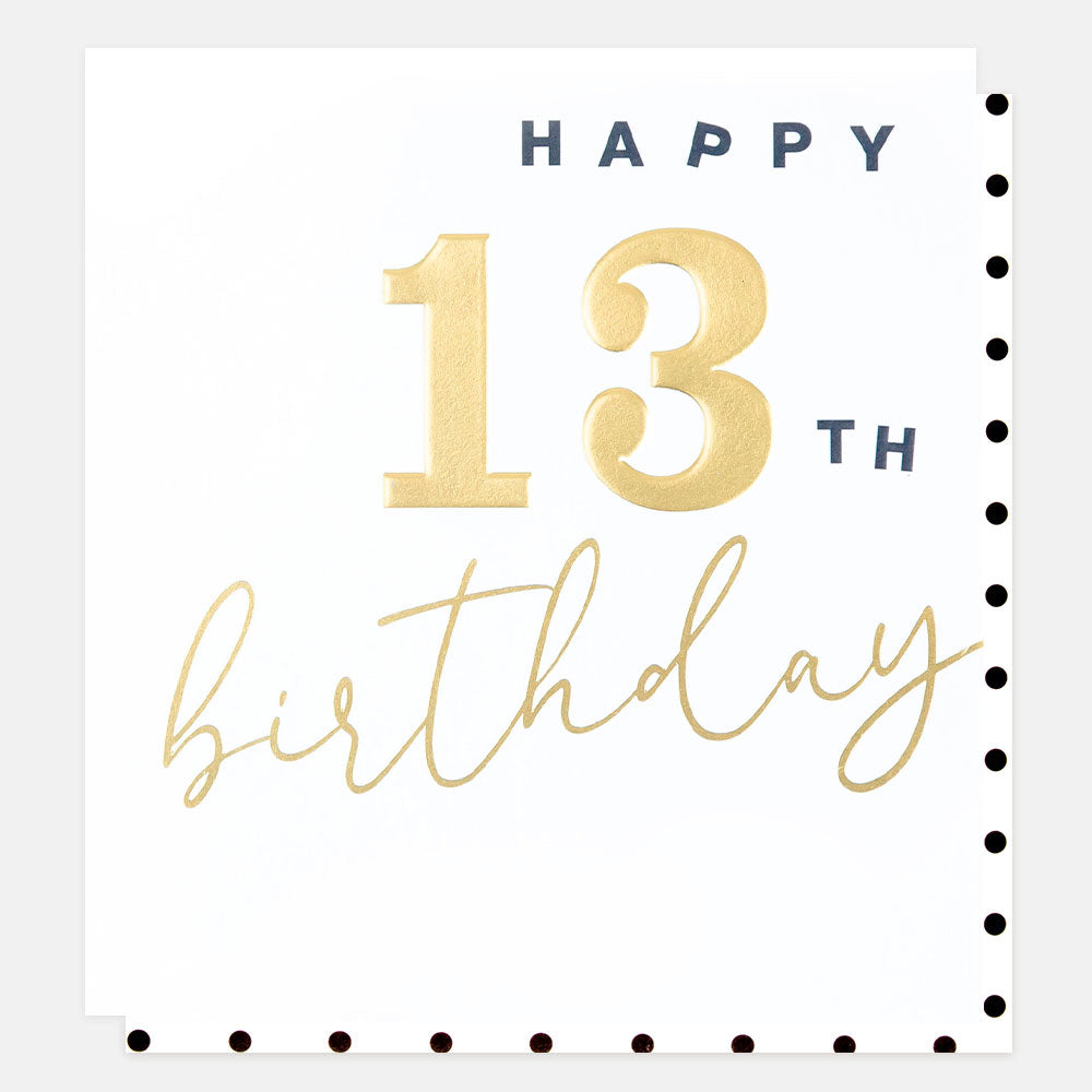 Gold Happy 13th Birthday Card