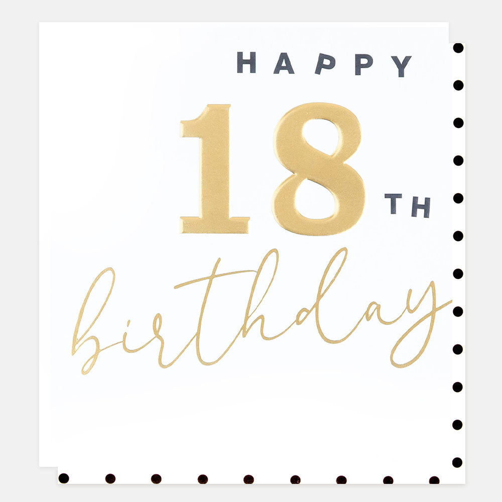 Gold Happy 18th Birthday Card