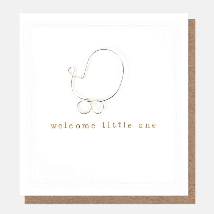 wire pram 'welcome little one' new baby card