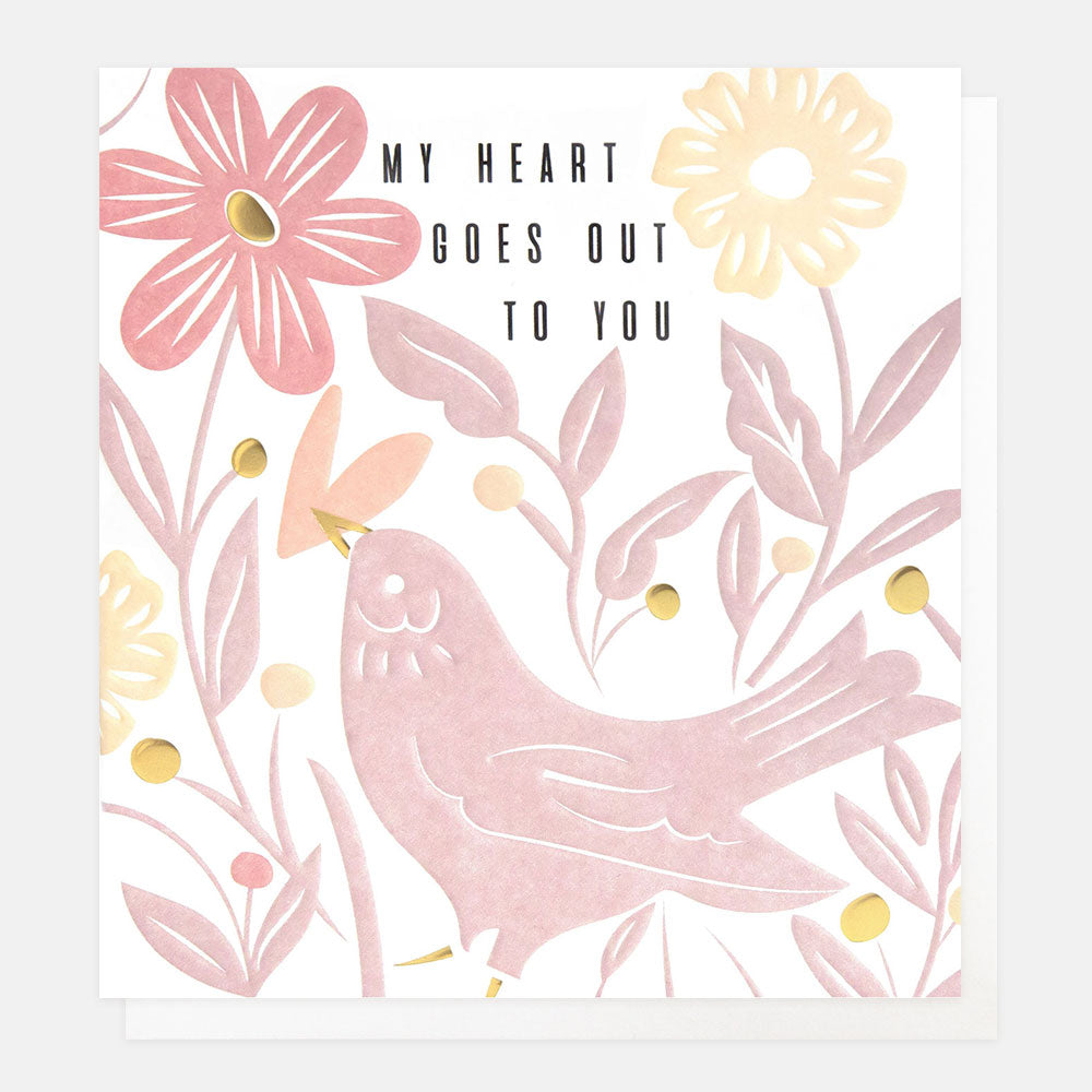 Lilac Bird & Flowers Sympathy Card