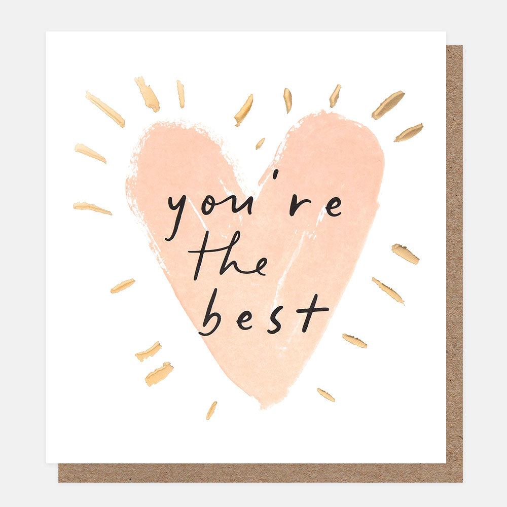 Card with a pink heart and 'you're the best' text on a white background