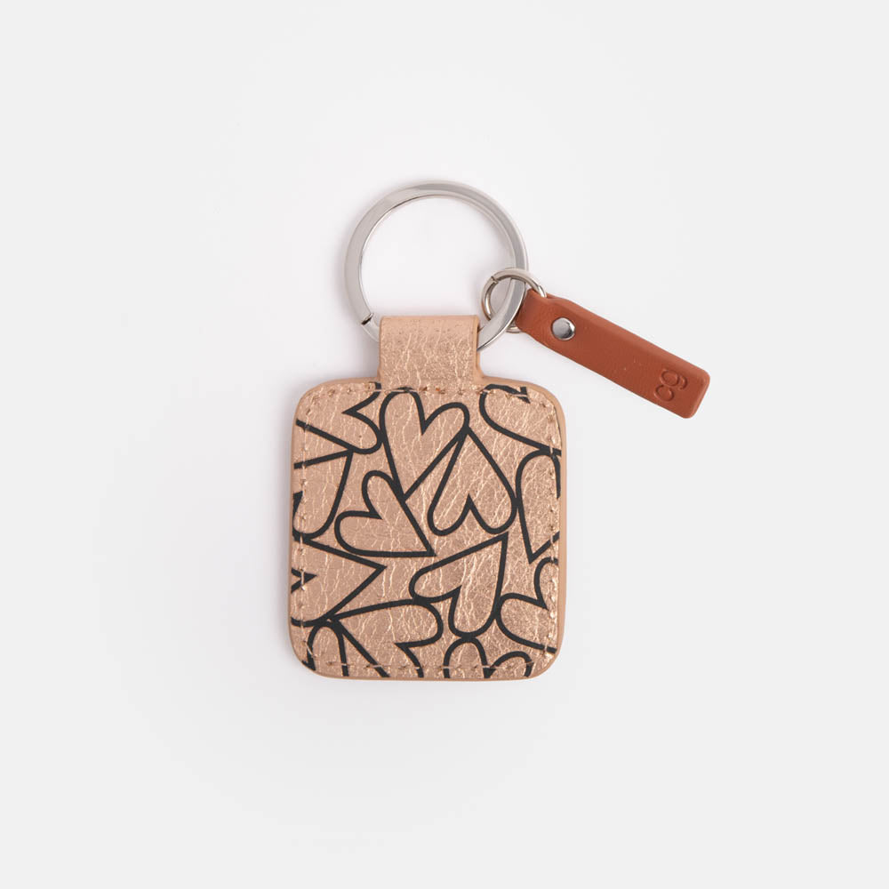 rose gold hearts coated kraft paper tab keyring