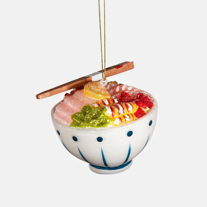 ramen bowl and chopsticks glass hanging christmas tree decoration