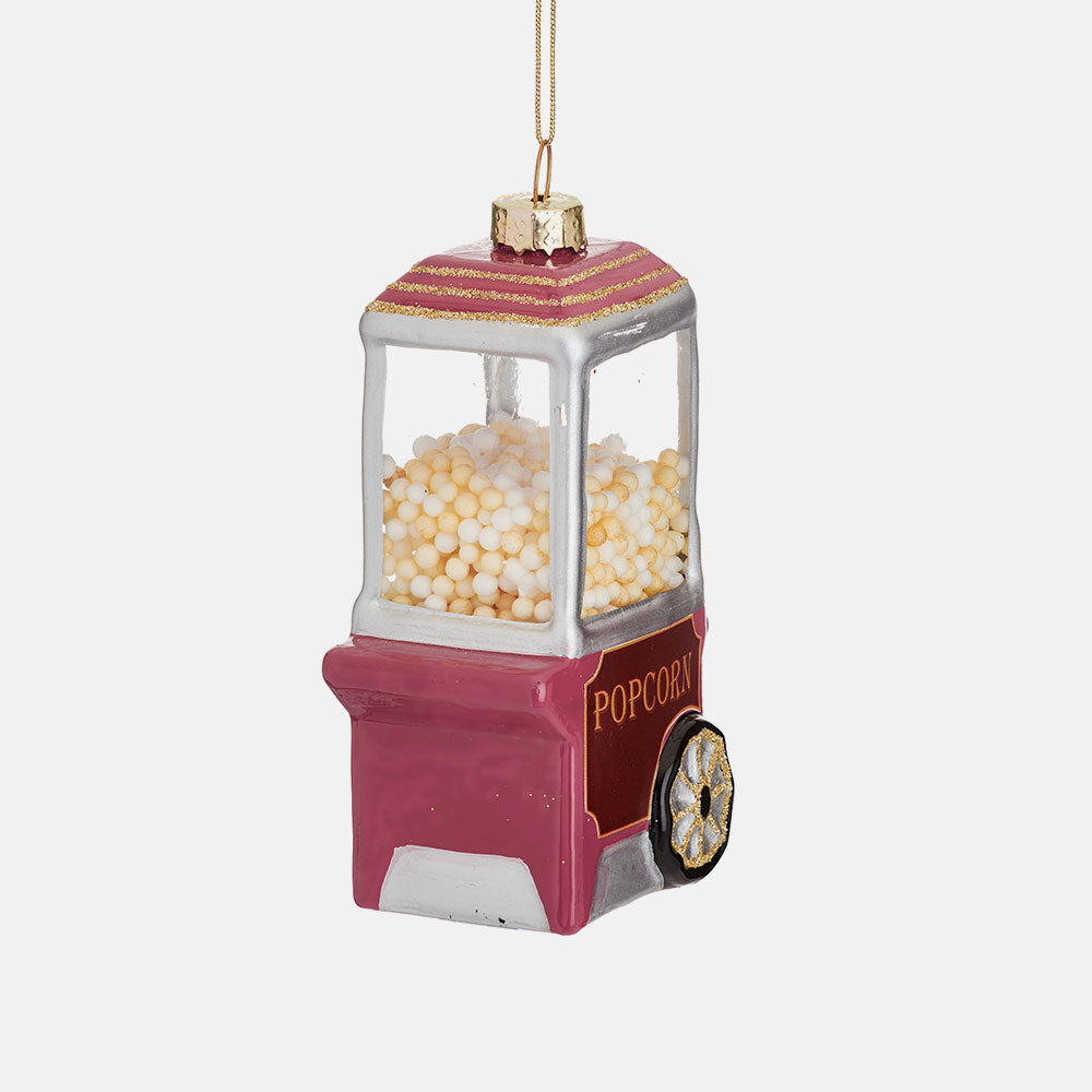 popcorn cart glass hanging christmas tree decoration