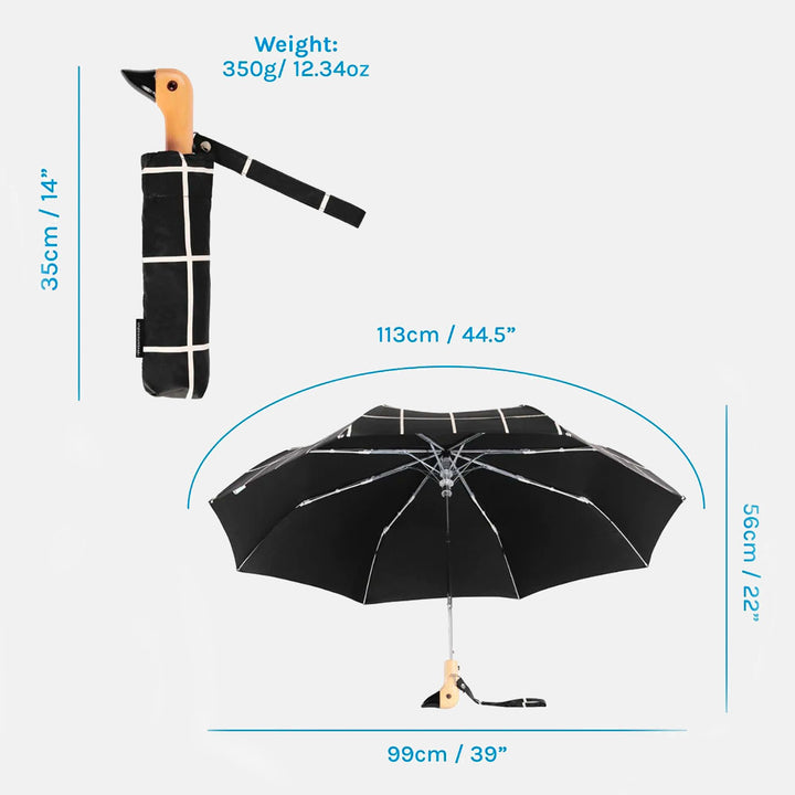Black/White Geo Check Eco Duckhead Folding Umbrella