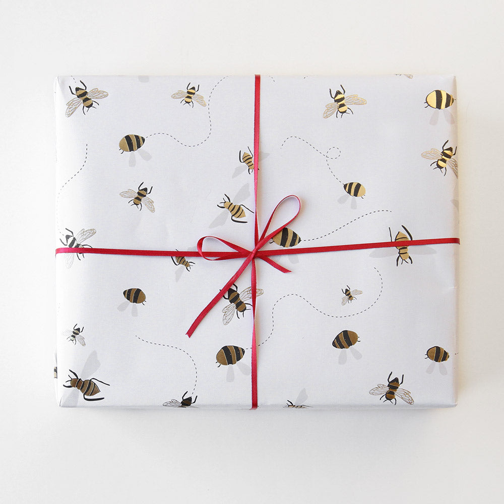 buzzing bees wrapping paper set of 2 sheets