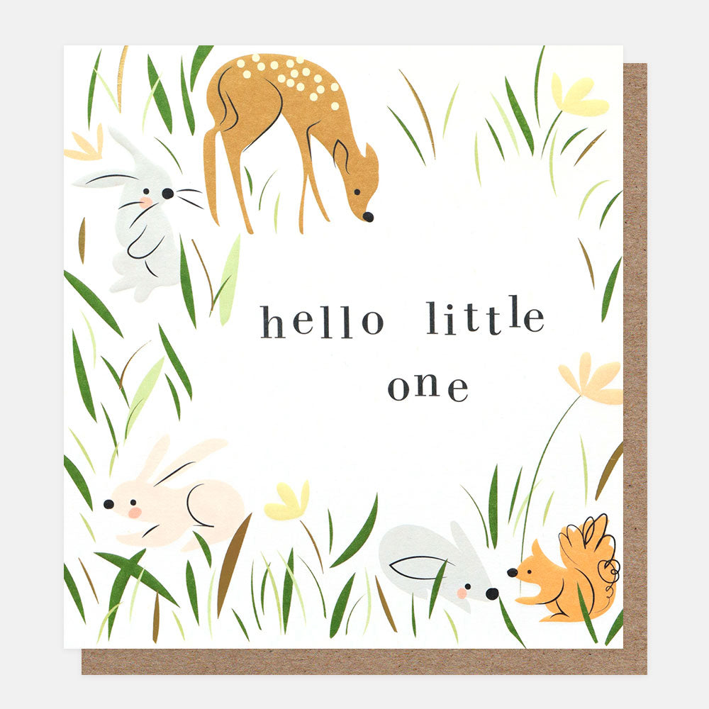 Hello Little One Woodland Critters New Baby Card